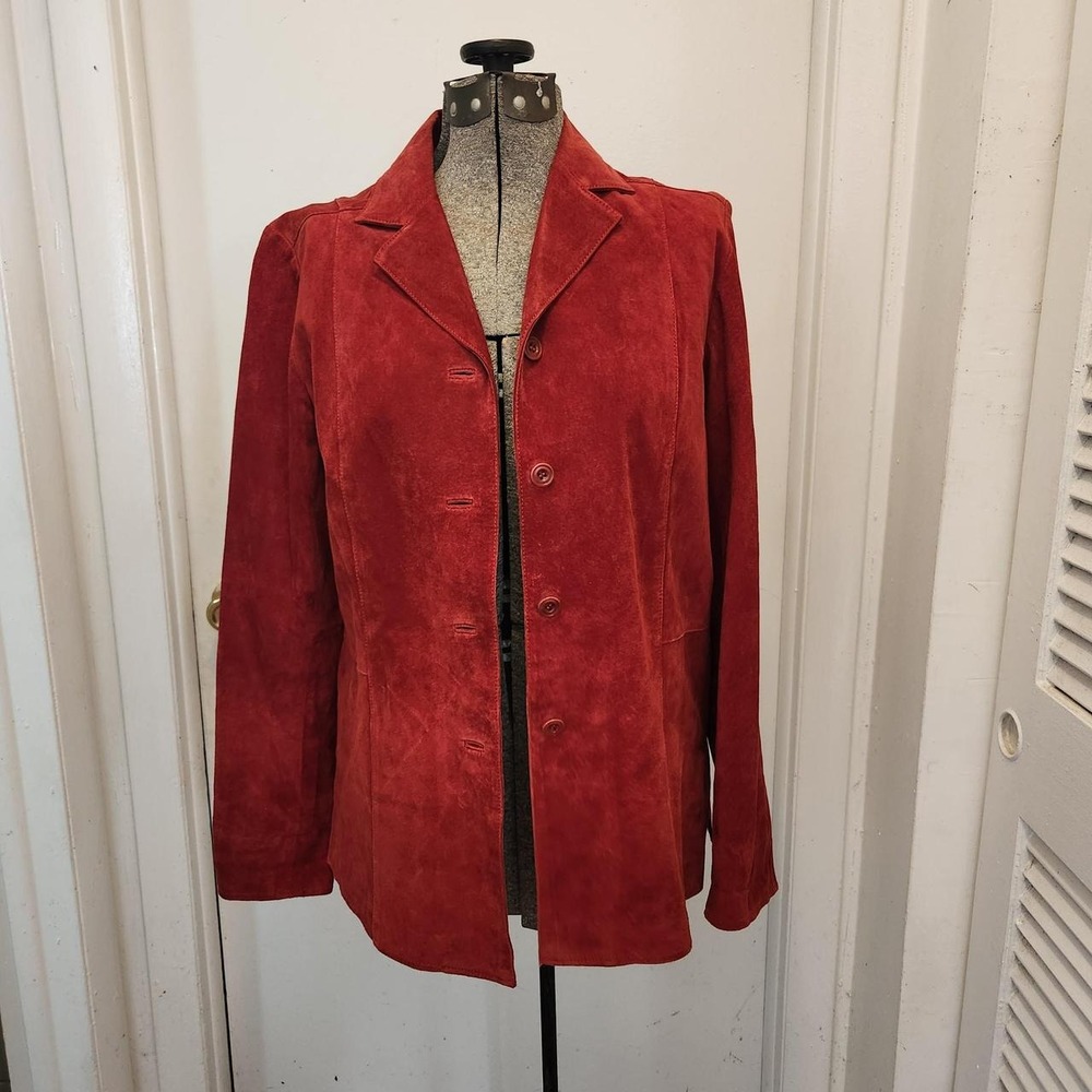 Liz Claiborne Vintage Red Suede Leather Blazer Jacket